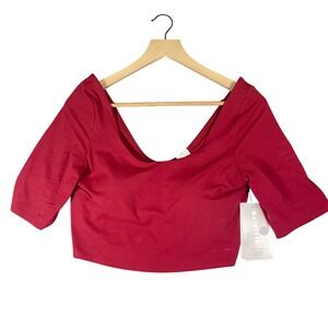 Athleta Red Crop Top with Scoop Back